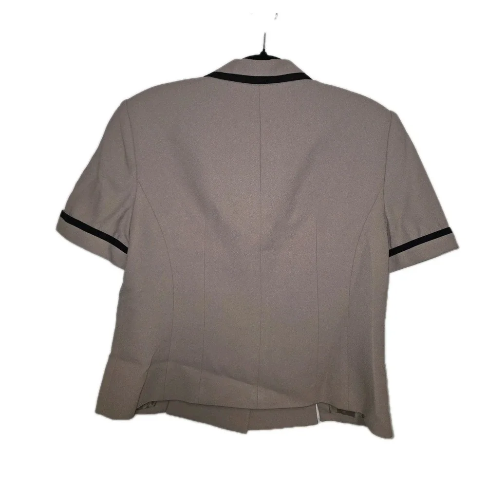 🧥 Kasper A.S.L. Petite 2-Piece‎ Skirt Suit Taupe/Black Trim Career 14P 🖤